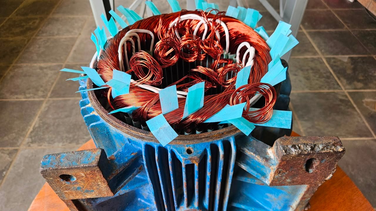 Motor elétrico WEG azul rebobinado e instalado pela Eletrobarros